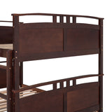 Full-Over-Full Bunk Bed with Twin size Trundle , Separable Bunk Bed for Bedroom - Espresso - Home Elegance USA