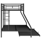 Twin over Full Bed with Sturdy Steel Frame, Bunk Bed with Twin Size Trundle, Two-Side Ladders, Black(OLD SKU:MF194424AAB) - Home Elegance USA