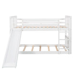 Twin Over Twin Bunk Bed with Slide and Ladder, White (Old SKU：LP000108AAK) - Home Elegance USA