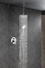 Black Shower System, Ceiling Rainfall Shower Faucet Sets Complete of High Pressure, Rain Shower Head with Handheld, Bathroom 10\\\'\\\' Shower Combo with Rough-in Valve Included