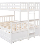 Twin-Over-Full Bunk Bed with Twin size Trundle , Separable Bunk Bed with Drawers for Bedroom - White - Home Elegance USA