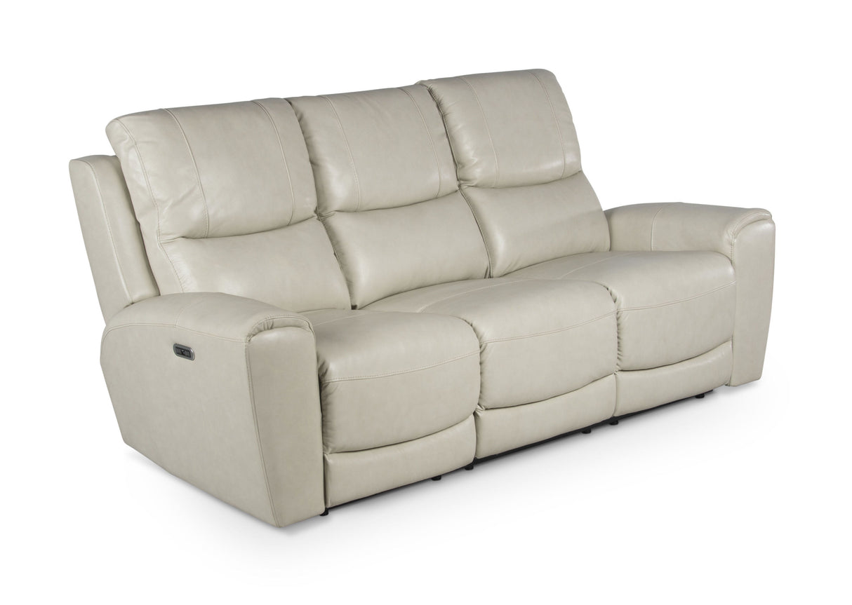 Contemporary Leather Collection - Power Leg Rest, Articulating Headrest - USB Charging, Home Button - Ivory Dual Reclining Sofa, Stylish and Convenient Home Elegance USA