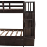 Stairway Twin-Over-Twin Bunk Bed with Three Drawers for Bedroom, Dorm - Espresso(Old sku: LP000309AAP) - Home Elegance USA