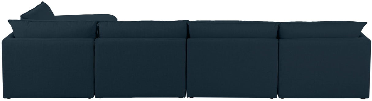 Mackenzie - Modular Sectional 5 Piece - Navy - Fabric - Modern & Contemporary - Home Elegance USA