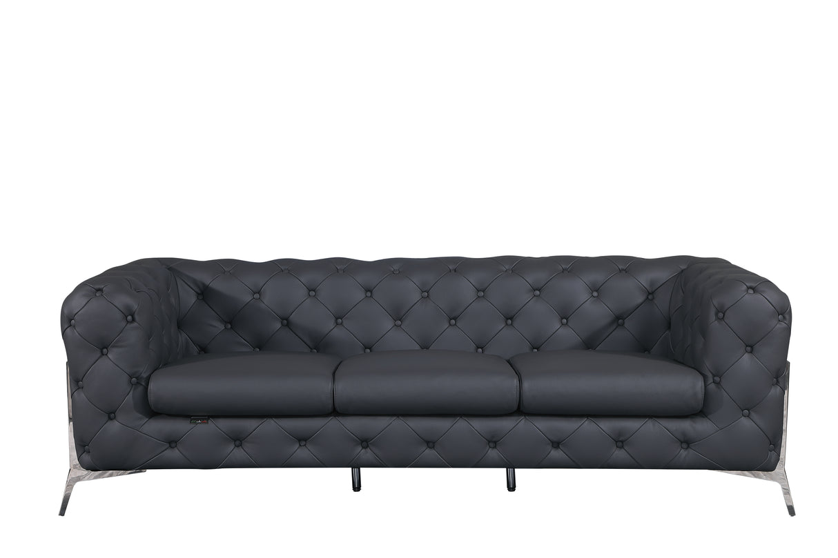 Global United Transitional 100% Top Grain Italian Leather Upholstered Sofa - Home Elegance USA