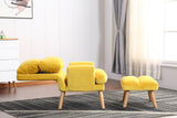 Soft Comfortable 1pc Accent Click Clack Chair with Ottoman Yellow Fabric Upholstered Oak Finish Legs Living Room Furniture - Home Elegance USA