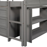 Low Twin Size Loft Bed with Cabinets, Shelves and Slide - Gray(OLD SKU :LP000503AAE) - Home Elegance USA