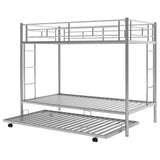 Twin over Twin Bunk Bed with Trundle, Silver - Home Elegance USA