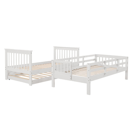 Stairway Twin-Over-Twin Bunk Bed with Twin size Trundle for Bedroom, Dorm, Adults, White( old sku: LP000209AAK )