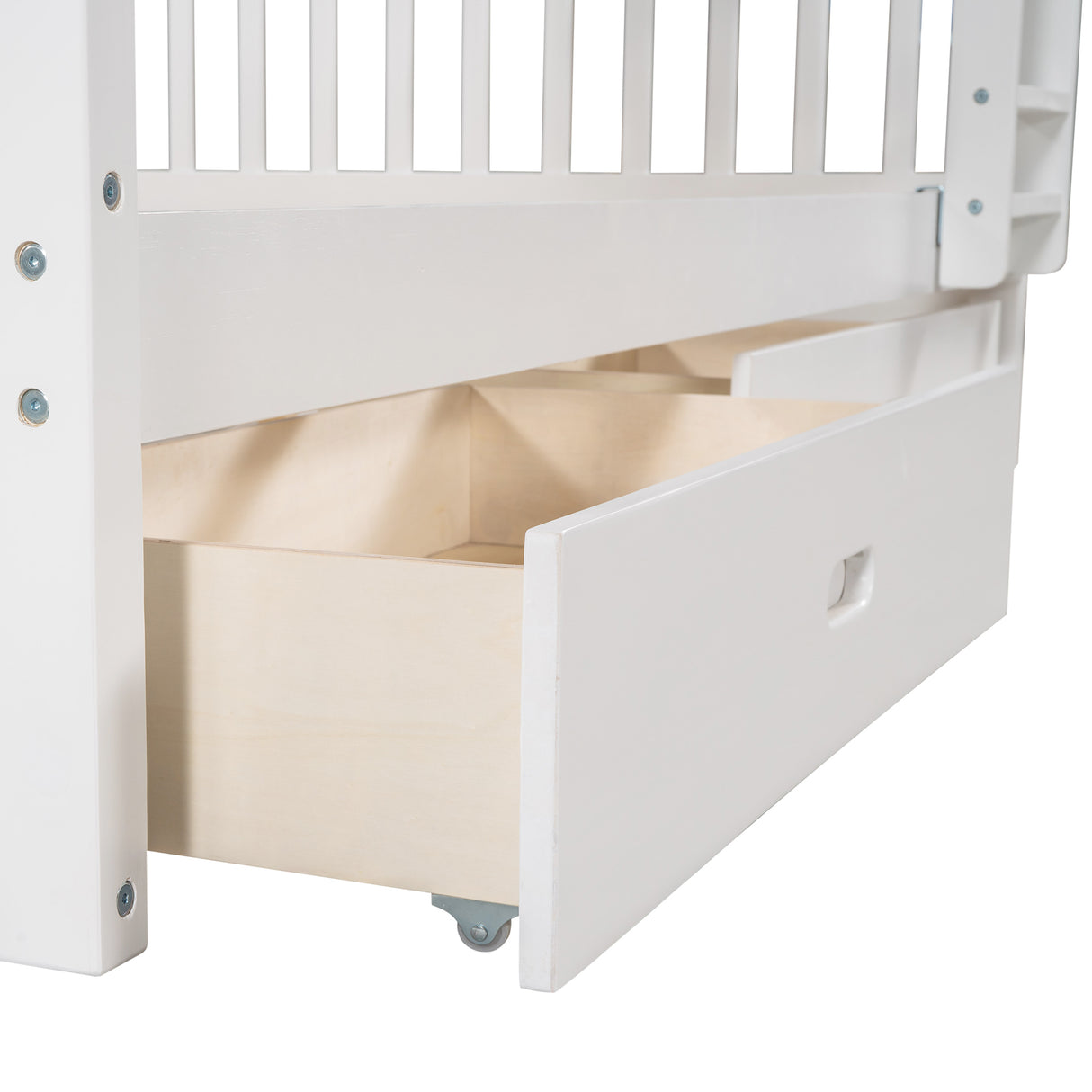 Full-Over-Full Bunk Bed with Ladders and Two Storage Drawers (White) - Home Elegance USA