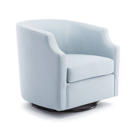 Isabelle Sky Blue Swivel Glider Barrel Chair - Home Elegance USA