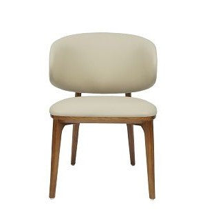 Vig Furniture Modrest  Chance Cream Fabric  and Walnut Dining Chair Set of 2