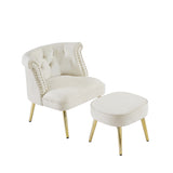 cream white armchair with ottoman - Home Elegance USA