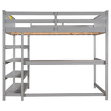 Full Size Loft Bed with Storage Shelves and Under-bed Desk, Gray(OLD SKU:SM000246AAE-1) - Home Elegance USA