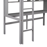 Twin Size Loft Bed with Convenient Desk, Shelves, and Ladder, White(Similar SKU:SM001302AAE) - Home Elegance USA