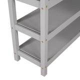 Full Size Loft Bed with Storage Shelves and Under-bed Desk, Gray(OLD SKU:SM000246AAE-1) - Home Elegance USA