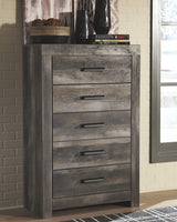 Wynnlow - Gray - 8 Pc. - Dresser, Mirror, Chest, Queen Crossbuck Panel Bed, 2 Nightstands - Home Elegance USA