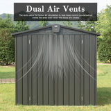 Outdoor Storage Shed 6.5'x 4.2', Metal Garden Shed for Bike, Trash Can, Tools, Lawn Mowers,Galvanized Steel Outdoor Storage Cabinet with Lockable Door for Backyard, Patio, Lawn (6.5x4.2ft, Black)