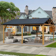 12x20ft Hardtop Gazebo | Galvanized Steel Gable Roof with Wood Grain Aluminum Frame | Permanent Outdoor Pavilion for Patio & Garden – Yellow Brown
