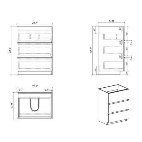 Alice 24" Gray Bathroom Vanity with Sink, Large Storage Freestanding Bathroom Vanity for Modern Bathroom, One - Piece White Sink Basin without Drain and Faucet - W1865S00013 - Home Elegance USA - 8