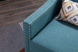 COOLMORE  accent armchair living room chair  with nailheads and solid wood legs Teal  linen - Home Elegance USA