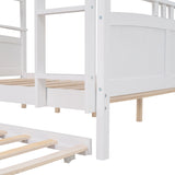 Full-Over-Full Bunk Bed with Twin size Trundle , Separable Bunk Bed for Bedroom - White - Home Elegance USA