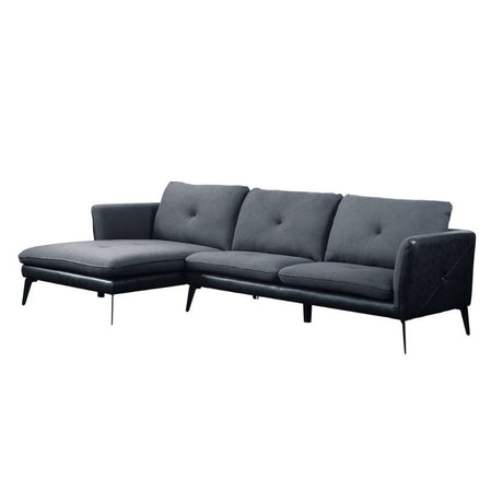 Harun - Sectional Sofa - Gray Fabric & PU - Home Elegance USA