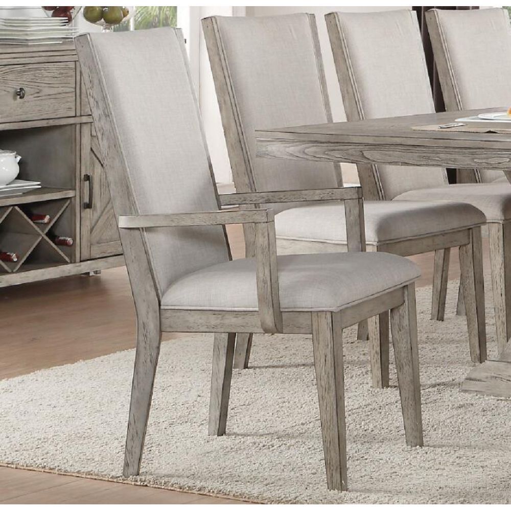 ACME Rocky Arm Chair (Set-2) in Fabric & Gray Oak 72863 - Home Elegance USA
