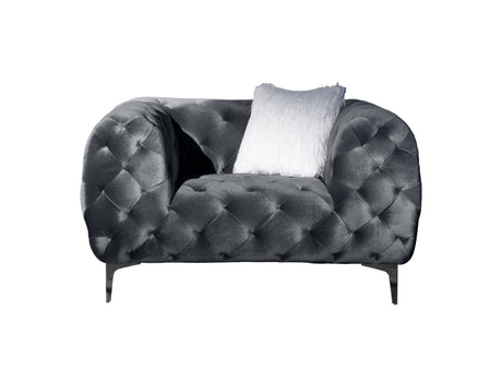 Grey Elegant Velvet Living Room Armchair - Home Elegance USA