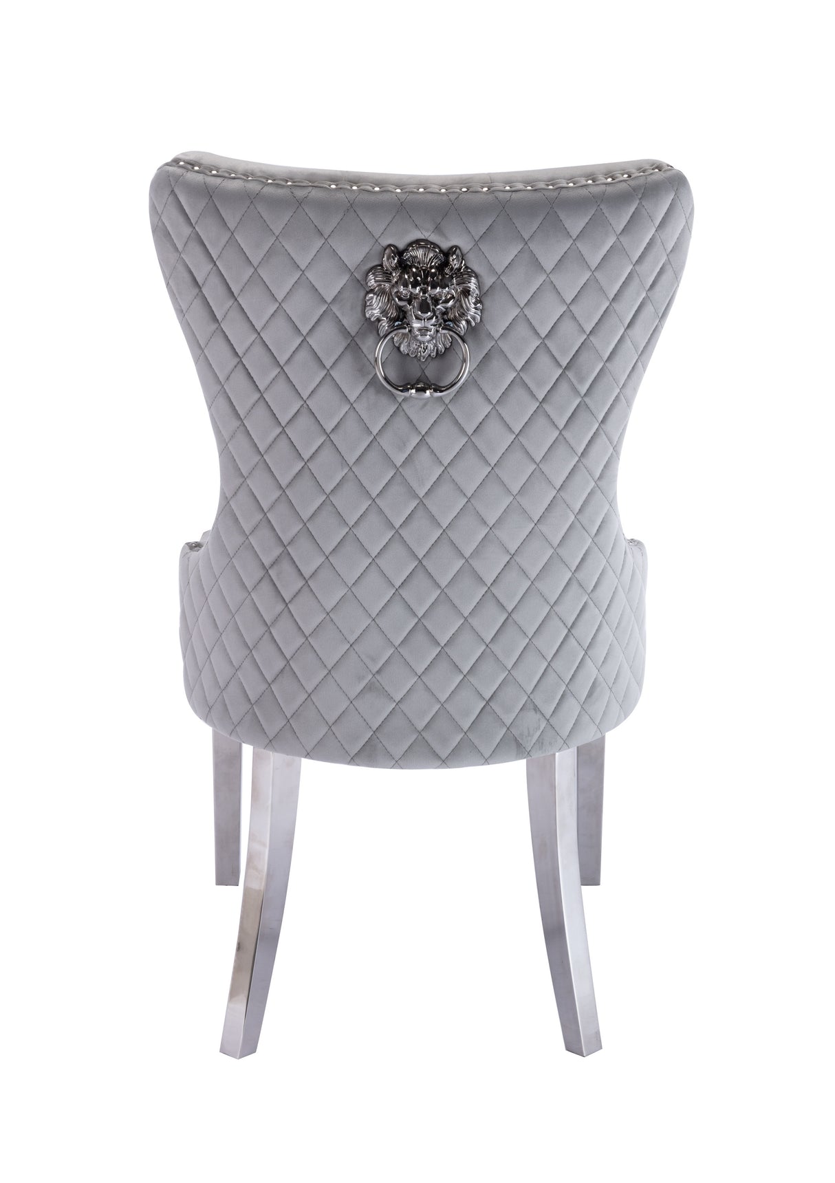 Simba Stainless Steel 2 Piece Chair Finish with Velvet Fabric in Light Gray - Home Elegance USA