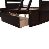 Twin over Full Bunk Bed with Storage - Espresso(OLD SKU :LP000022AAP) - Home Elegance USA