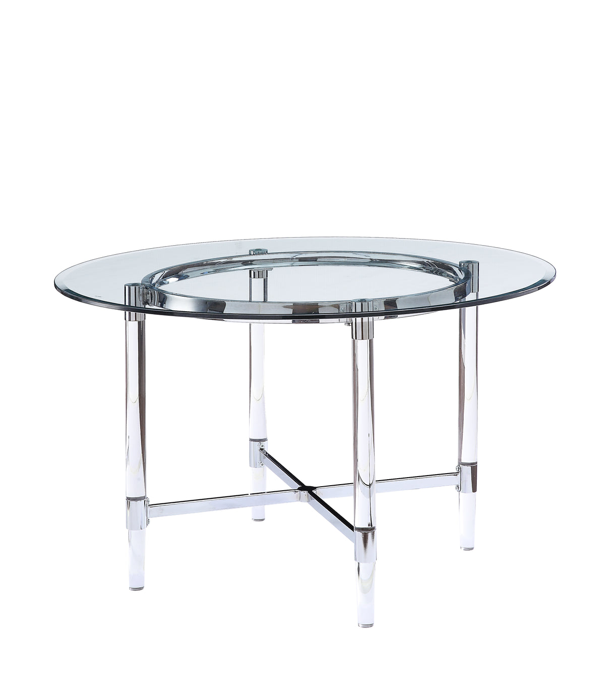 ACME Daire Dining Table in Chrome & Clear Glass 71180 - Home Elegance USA