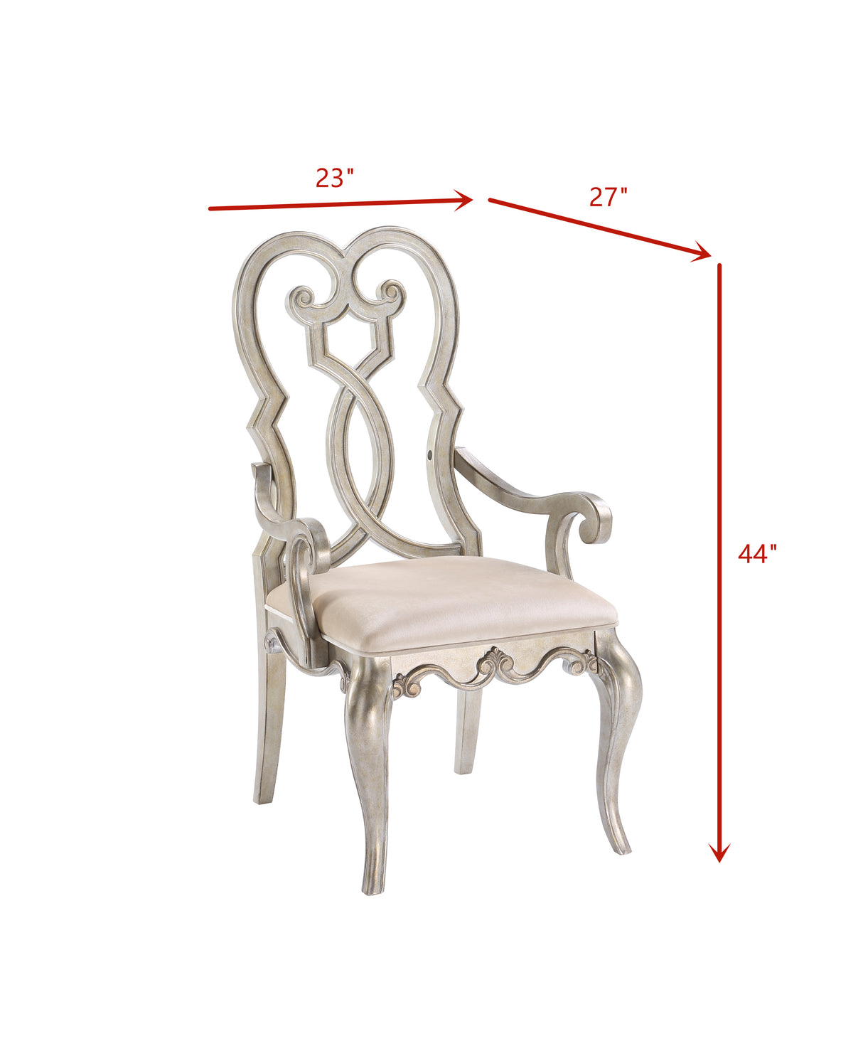 ACME Esteban Arm Chair (Set-2) in Ivory Velvet & Antique Champagne Finish 62203 - Home Elegance USA