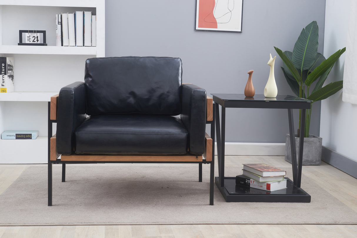 High quality sofa chair living room black color PU leather chair soft single leisure armchair - Home Elegance USA