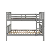 Full over Full Bunk Bed with Ladder for Bedroom, Guest Room Furniture-Gray(OLD SKU :LP000203AAE) - Home Elegance USA