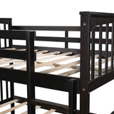 Full over Full Bunk Bed with Ladder for Bedroom, Guest Room Furniture-Espresso(OLD SKU :LP000203AAP) - Home Elegance USA