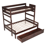 Twin over Full Wood Bunk Bed with 2 Drawers, Espresso - Home Elegance USA