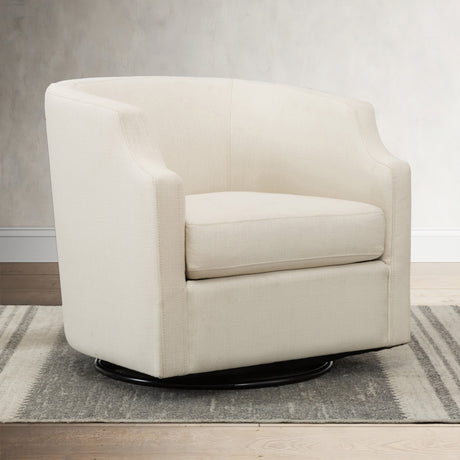 Isabelle Linen Swivel Glider Barrel Chair - Home Elegance USA