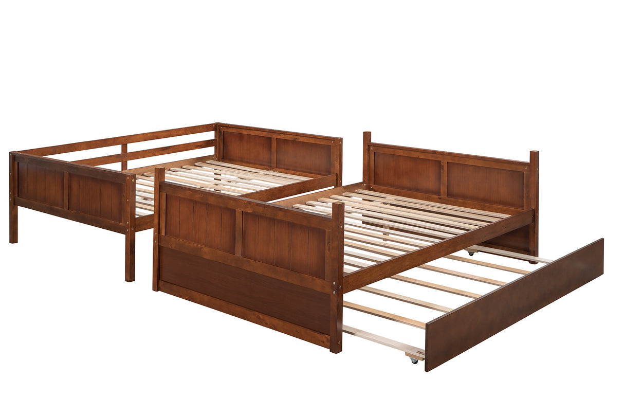 Full Over Full Bunk Bed with Twin Size Trundle, Walnut （ old sku: LP000250AAL) - Home Elegance USA