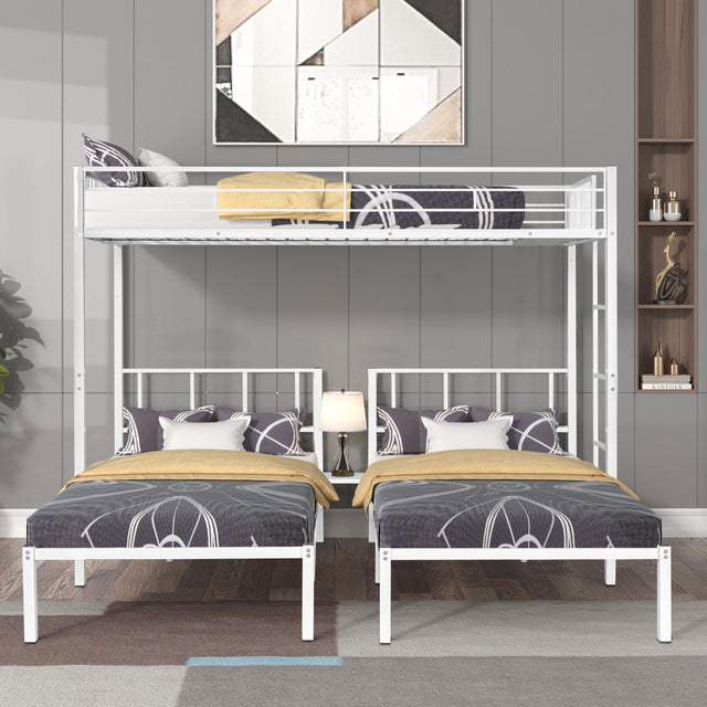 Triple twin bunk bed, can be separated into 3 twin beds - Home Elegance USA