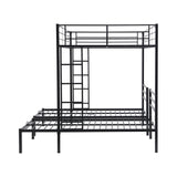 Full over Twin&Twin Size Bunk Bed with Built-in Shelf, Black - Home Elegance USA