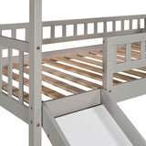 Twin Loft Bed with Two Drawers and Slide, House Bed with Slide, Gray (Old SKU: LP000130AAE) - Home Elegance USA