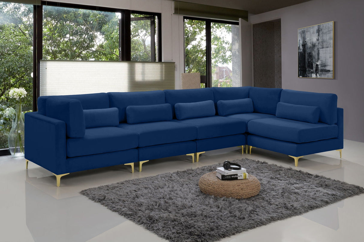 Julia - Modular Sectional 5 Piece - Navy - Home Elegance USA