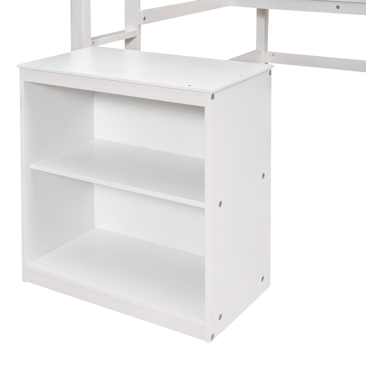 Twin size Loft Bed with Desk and Writing Board, Wooden Loft Bed with Desk & 2 Drawers Cabinet- White - Home Elegance USA