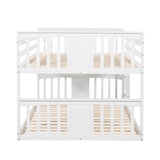 Full Over Full Bunk Bed with Ladder, White (OLD SKU :LP000207AAK) - Home Elegance USA