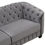 64" Velvet Upholstered Loveseat Sofa,Modern Loveseat Sofa with Thick Removable Seat Cushion,2 - Person Loveseat Sofa Couch for Living Room,Bedroom,or Small Space,Gray | Home Elegance USA