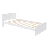 Twin size Loft Bed with a Stand-alone bed, Shelves,Desk,and Wardrobe-White - Home Elegance USA