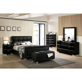 Menkar - 5 Piece Queen Bedroom Set With Night Stand - Black
