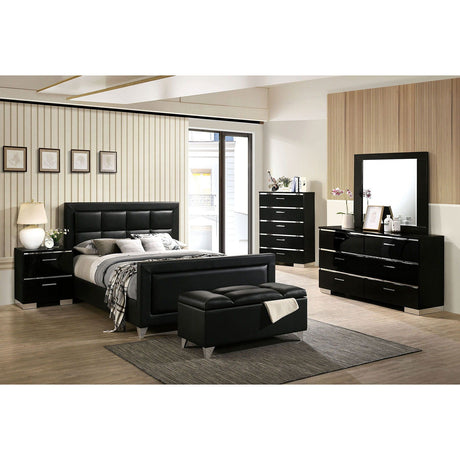 Menkar - 5 Piece Queen Bedroom Set With Night Stand - Black - Home Elegance USA