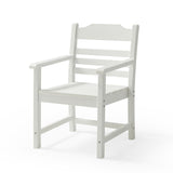 Patio Dining Chair with Armset Set of 2, Pure White with Imitation Wood Grain Wexture,HIPS Material